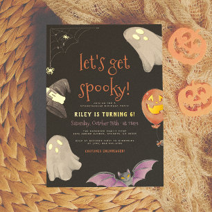 Reële Folie   Spooky Halloween Black Birthday Part Uitnodiging Briefkaart