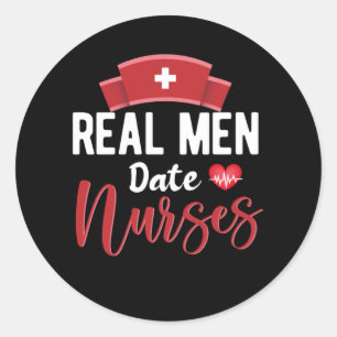 Reële mannen op de dag van de verpleging- waarderi ronde sticker