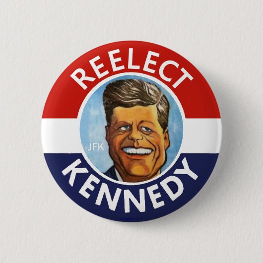REELECT JFK JACK KENNEDY RONDE BUTTON 5,7 CM (Voorkant)