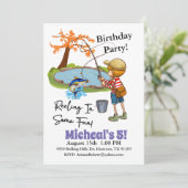 Reeling In Fun Fishing Boy Anniversaire Invitation (Debout devant)