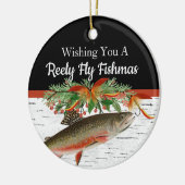 Reely Fly Fishmas Vist kersthart Orname Keramisch Ornament (Links)