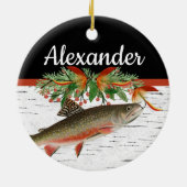 Reely Fly Fishmas Vist kersthart Orname Keramisch Ornament (Achterkant)