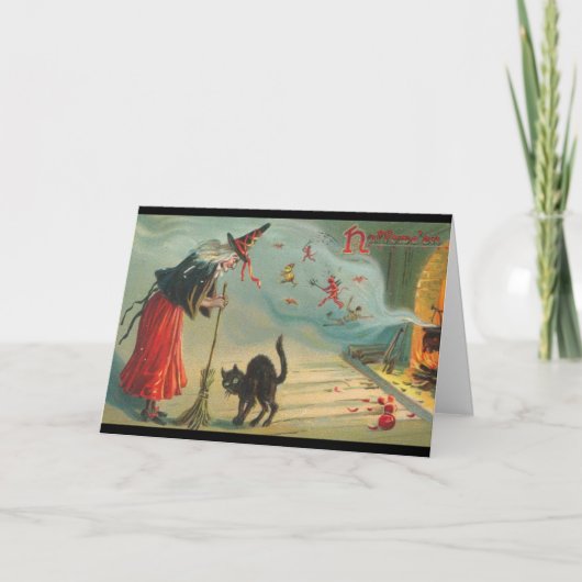 Réémettre la carte d'Halloween sorcière et chat vi (Devant)