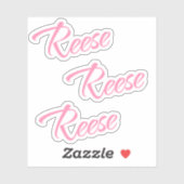 Reese Decoratieve Naam in Roze x3 Sticker (Vel)