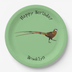 Reeves's fazant bird cartoon illustratie papieren bordje
