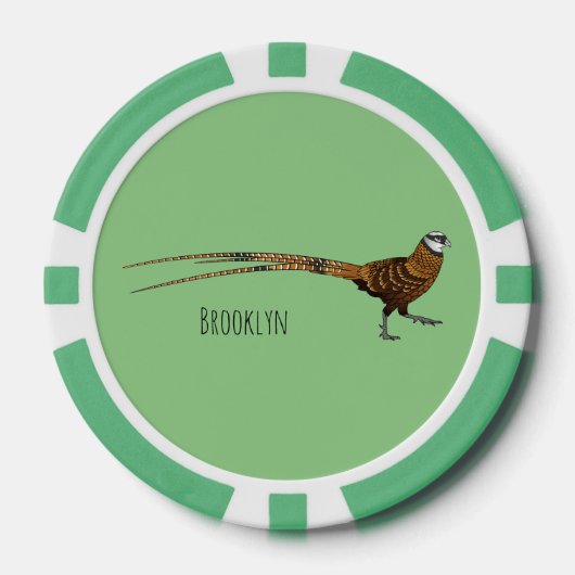 Reeves's fazant bird cartoon illustratie poker chips (Voorkant)
