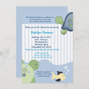 Ref Turtle (4x6) Boy Baby shower Invitation Kaart