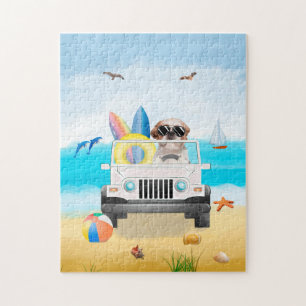 ref tzu Dog Rijden op strand Legpuzzel