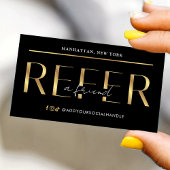 Refer A Friend Modern Black & Gold Logo Salon Spa Aanbevelingskaartje