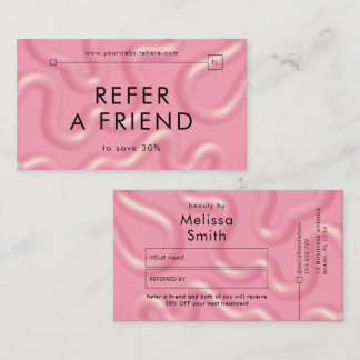 Refer a Friend Trendy Pink Abstract Spa Salon Aanbevelingskaartje