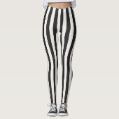 Referee Striped Classic Black & White Vertical Leggings (Voorkant)