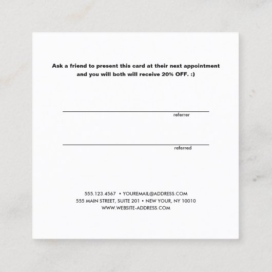 Référence client Calligraphie de script simple (Dos)