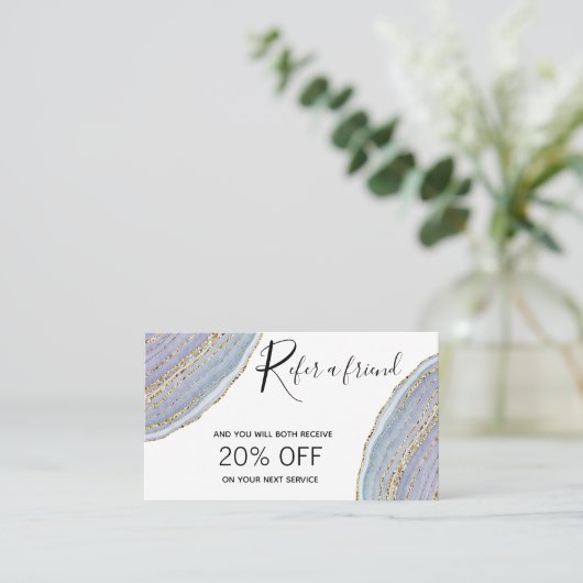 Référencement Agate de géode Lavande d'or moderne - Carte de réf (Debout devant)