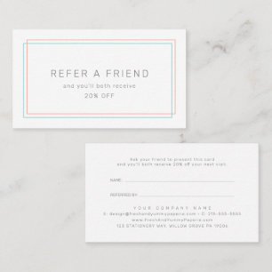 Référencement AVERY Carte de parrainage corail et sarcelle minim