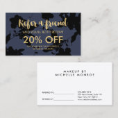 Référencement Black Floral Gold Texte Bleu Salon Carte de référe (Devant / Derrière)