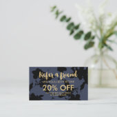 Référencement Black Floral Gold Texte Bleu Salon Carte de référe (Debout devant)