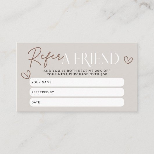 Référencement Boho Moderne Référer Une Carte Coupon De Réduction (Dos)