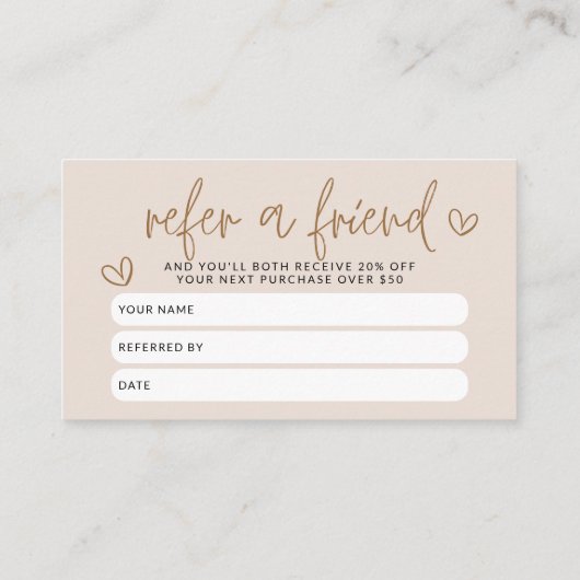 Référencement Boho Moderne Référer Une Carte Coupon De Réduction (Dos)