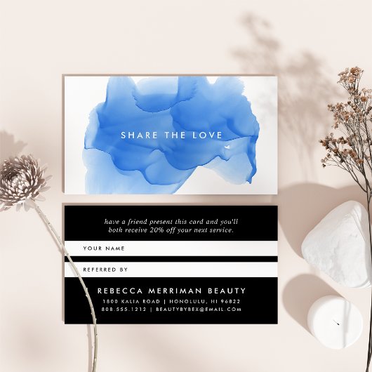 Référencement Boulot d'aquarelle bleu Cobalt | Carte de recomman