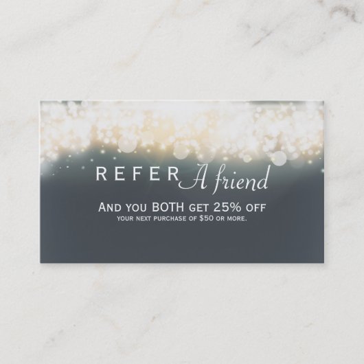 Référencement Carte cliente de parrainage Grey Sparkle Light Bla (Devant)