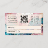Référencement Carte de parrainage à code QR aquarelle faux or ro (Dos)