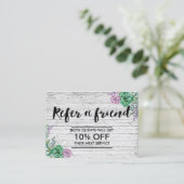 Référencement Carte de parrainage | Bois Vintage Floral Rustique (Debout devant)