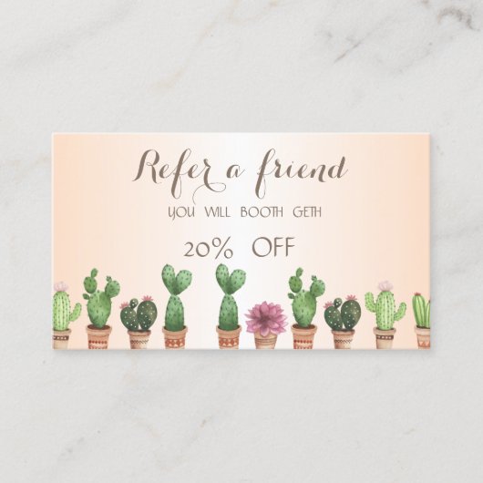 Référencement Carte de Parrainage Cactus Élégant et Stylé (Devant)
