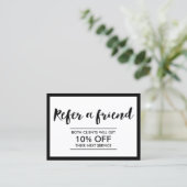 Référencement Carte de parrainage | Cadre moderne noir & blanc s (Debout devant)