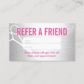 Référencement Carte de parrainage | Cheveux de ciseau rose et ar (Devant)