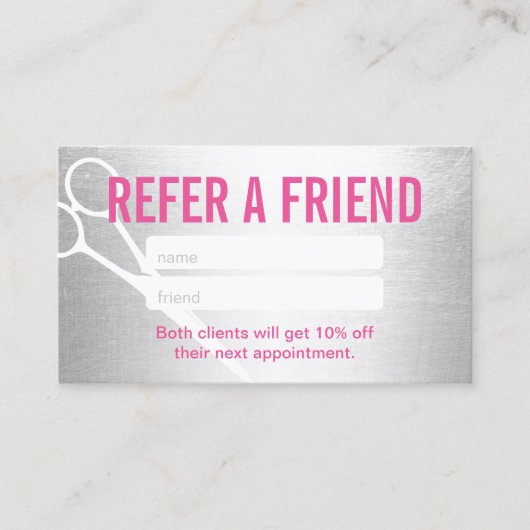 Référencement Carte de parrainage | Cheveux de ciseau rose et ar (Devant)