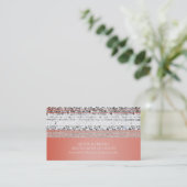 Référencement Carte de parrainage Chic Coral Peach Dipped Bling (Debout devant)