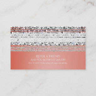 Référencement Carte de parrainage Chic Coral Peach Dipped Bling