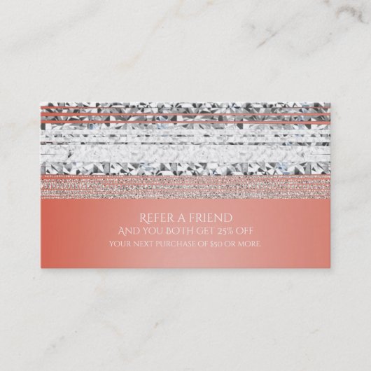 Référencement Carte de parrainage Chic Coral Peach Dipped Bling (Devant)