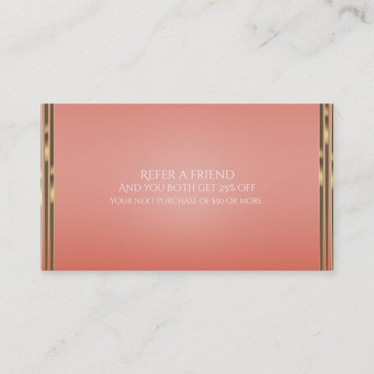 Référencement Carte de parrainage chic en corail pêche et doré (Devant)