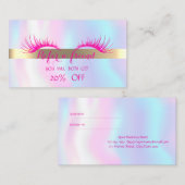 Référencement Carte de Parrainage Cils Faux Élégants Holographiq (Devant / Derrière)