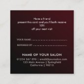 Référencement Carte de parrainage de luxe moderne pour salon & s (Dos)