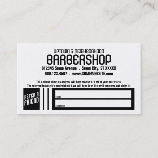 Référencement carte de parrainage de salon de coiffure rétro (Devant)