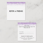 Référencement Carte de parrainage de salon violet pailleté de lu (Devant / Derrière)