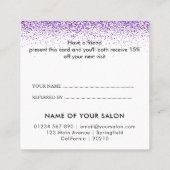 Référencement Carte de parrainage de salon violet pailleté de lu (Dos)