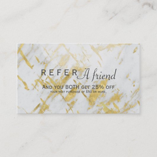 Référencement Carte de parrainage du salon Glam Marble or et bla (Devant)