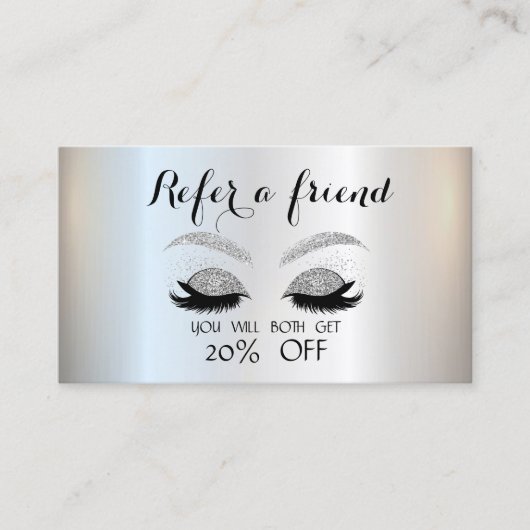 Référencement Carte de Parrainage Elegant Silver Glitter Lashes (Devant)