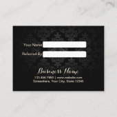 Référencement Carte de parrainage | Élégant sombre Damas Gold Sc (Dos)