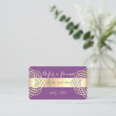 Référencement Carte de Parrainage Élégante Glamour, Or, Violet (Debout devant)