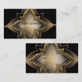 Référencement Carte de parrainage Fleur exotique Glam noir or (Devant / Derrière)