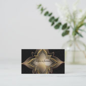 Référencement Carte de parrainage Fleur exotique Glam noir or (Debout devant)