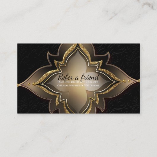 Référencement Carte de parrainage Fleur exotique Glam noir or (Devant)