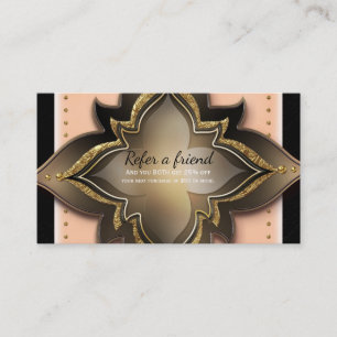 Référencement Carte de parrainage Fleur exotique pêche noir or