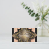 Référencement Carte de parrainage Fleur exotique pêche noire or (Debout devant)