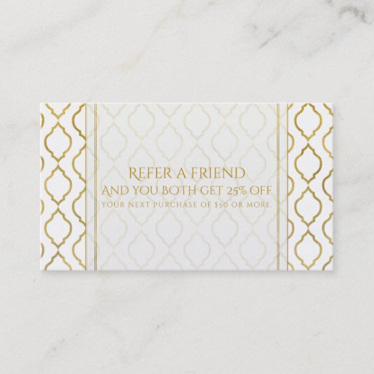 Référencement Carte de parrainage Gold & White Arabian Moroccan (Devant)
