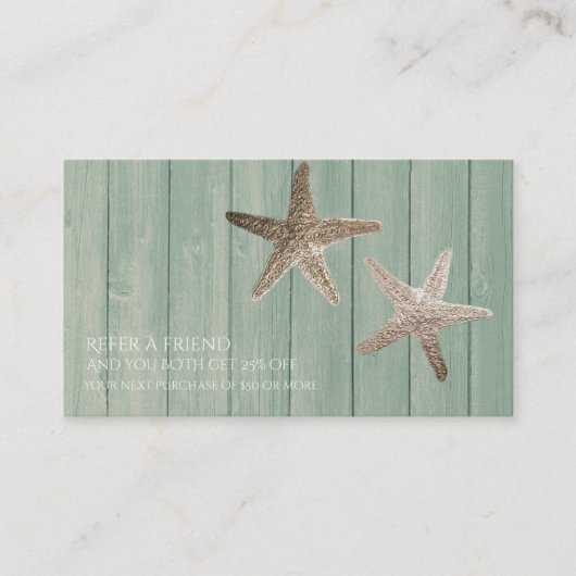 Référencement Carte de parrainage Golden Starfish & Wood Beach (Devant)